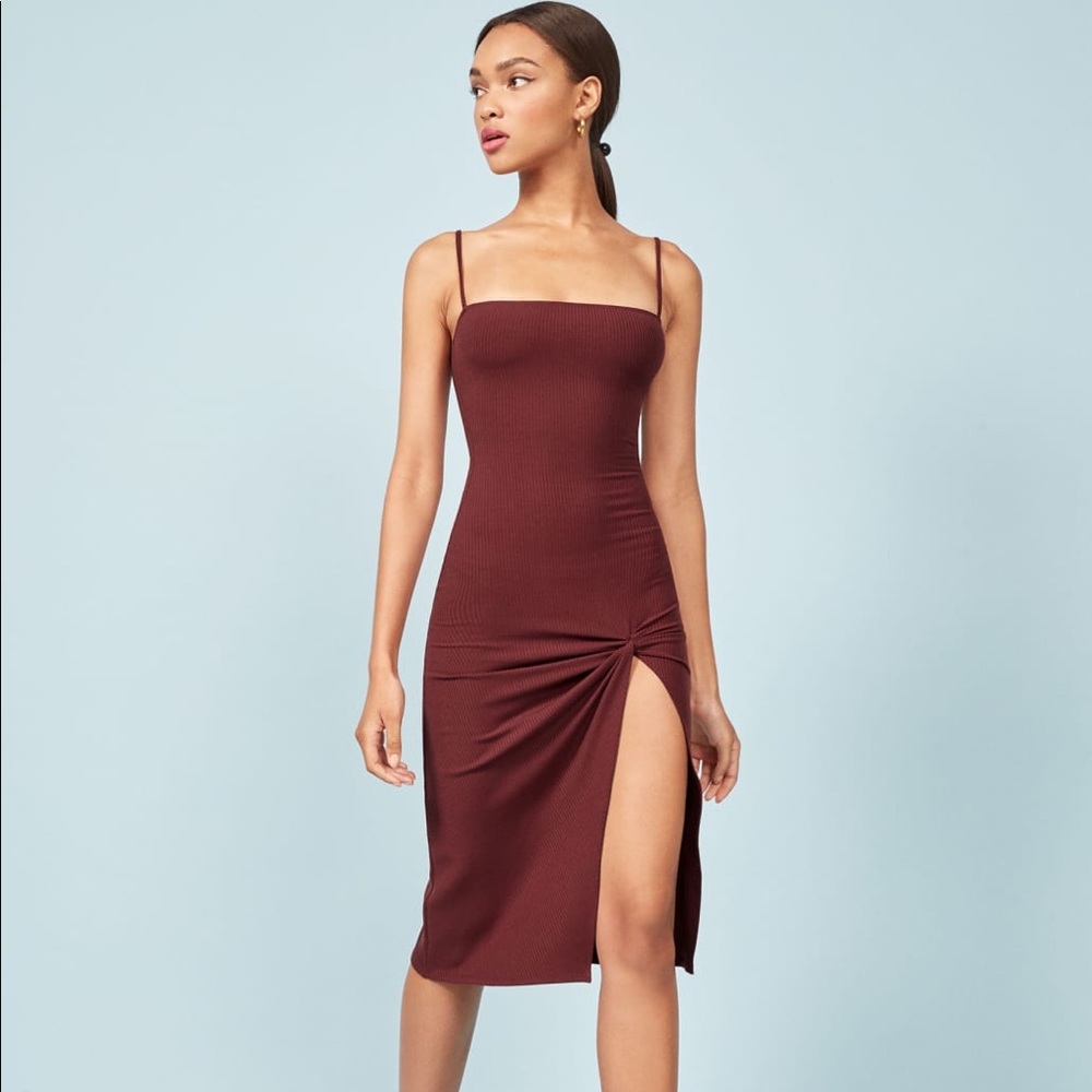 Reformation Burgundy Midi Dress
